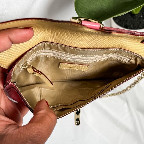 KATE SPADE Barbie Pink Leather Chain Pochette Bag Mirror Clasp Shoulder Purse - Picture 11 of 13